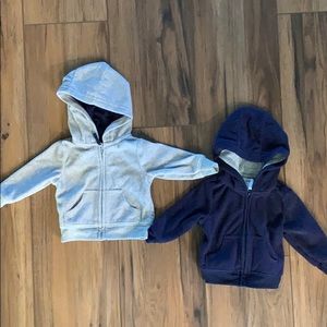 2 newborn jackets navy gray zip up hoodie fleece